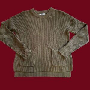 Madewell Womens Ribbed Sweater With Front Pockets color Tan Size Xsmall